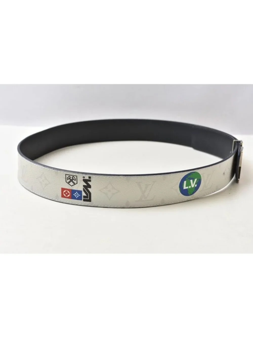 Louis Vuitton Belt Reversible Ceinture LV Initial 90 36 Monogram Logo White